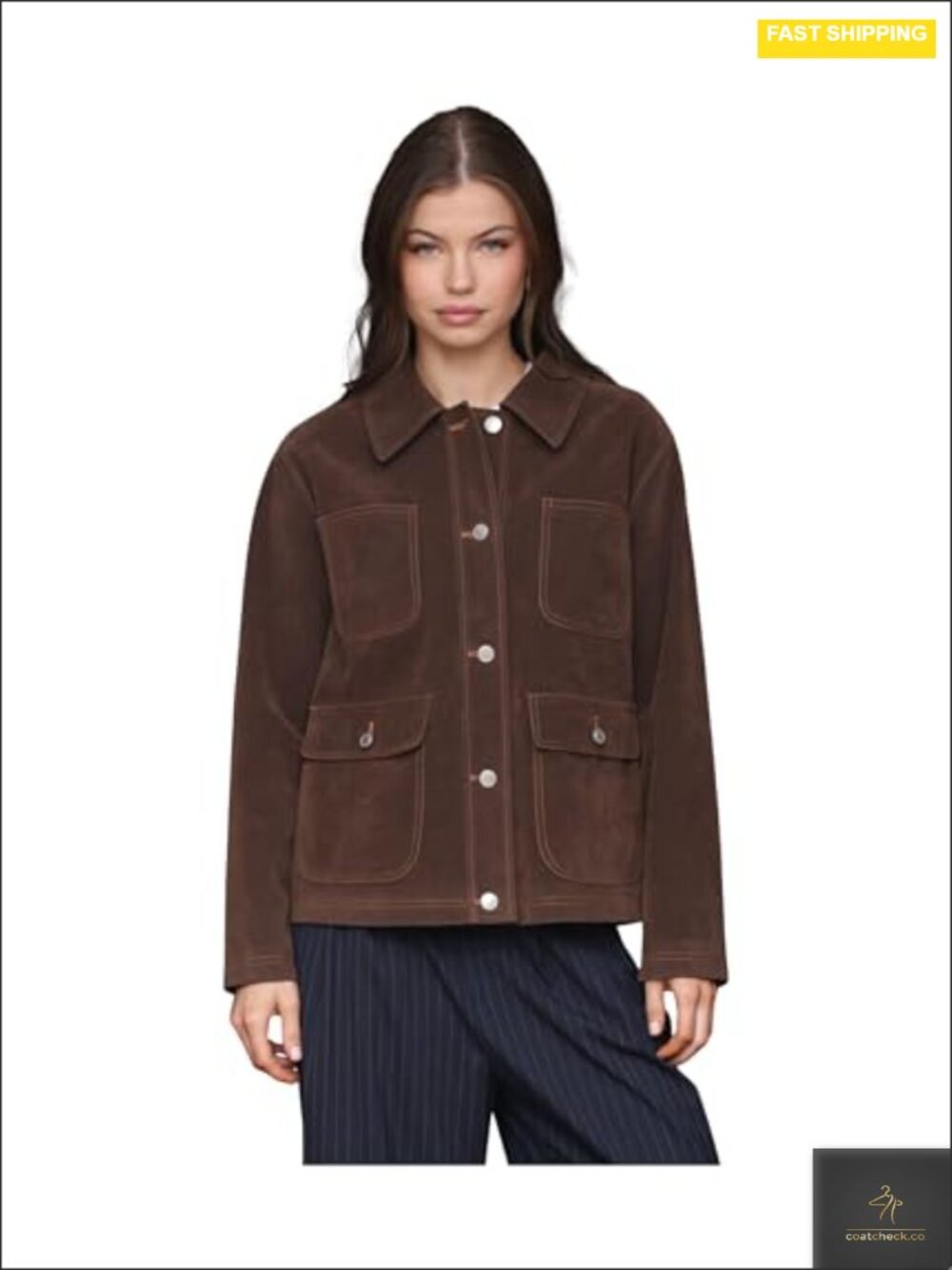Cropped Faux Suede Barn Jacket with Cotton Lining